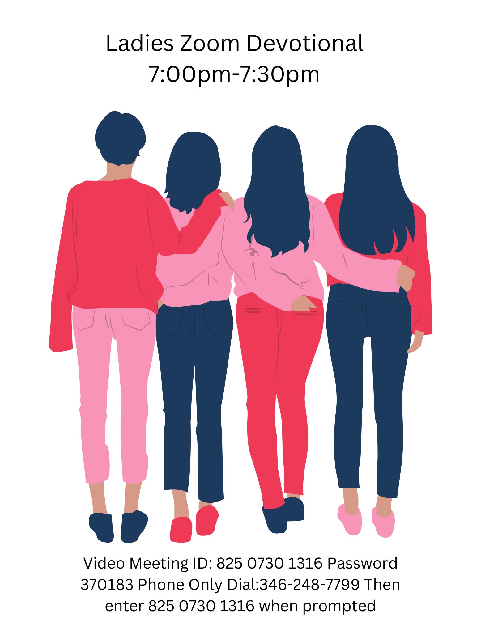Pink and Blue Women People Illustration T-Shirt (1)